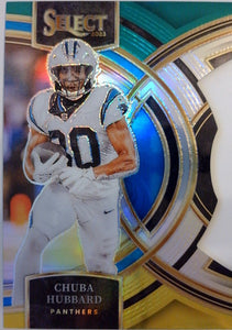 2023 Panini Select Football Green and Yellow Prizms Die Cuts Chuba Hubbard #191