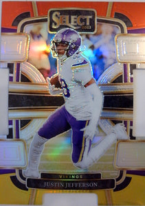 2023 Panini Select Football Red and Yellow Prizms Die Cuts Justin Jefferson #65