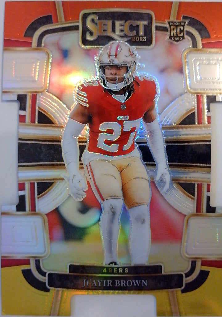 2023 Panini Select Football Red and Yellow Prizms Die Cuts Ji'Ayir Brown #91