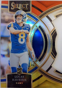 2023 Panini Select Football Red and Yellow Prizms Die Cuts Lucas Havrisik #141