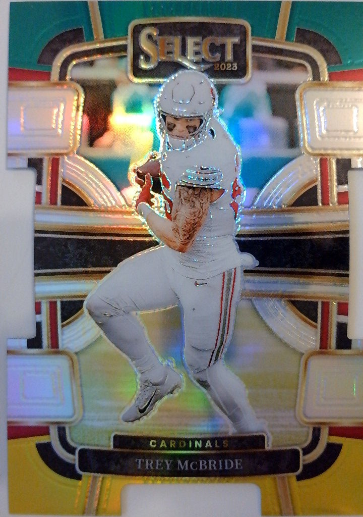 2023 Panini Select Football Green and Yellow Prizms Die Cuts Trey McBride #1