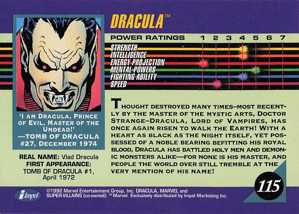 1992 Impel Marvel Universe Non_sport Dracula #115