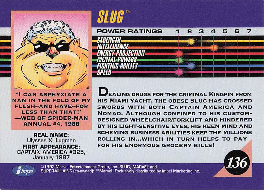 1992 Impel Marvel Universe Non_sport Slug #136