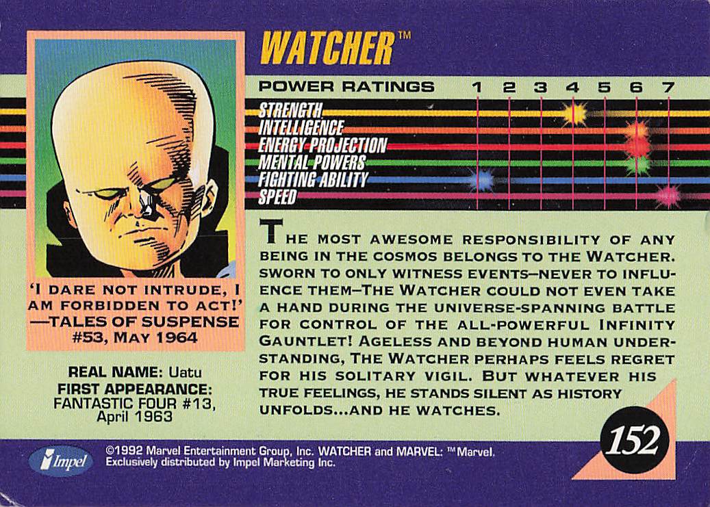 1992 Impel Marvel Universe Non_sport Watcher #152