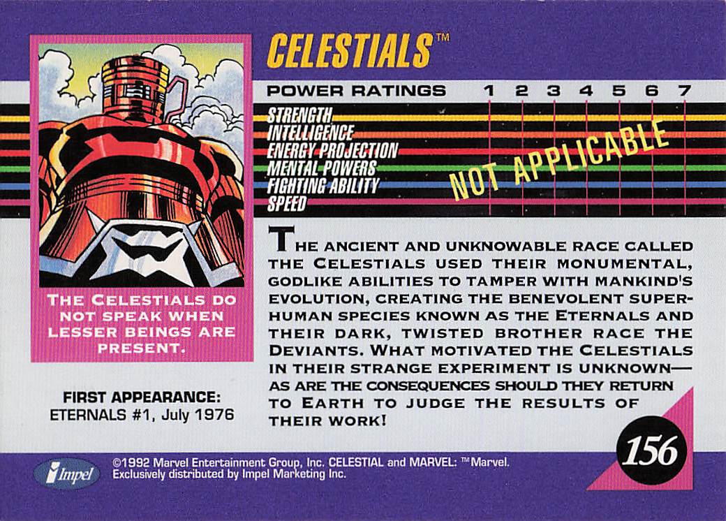 1992 Impel Marvel Universe Non_sport Celestials #156