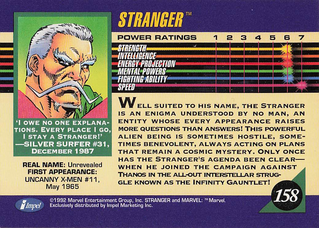 1992 Impel Marvel Universe Non_sport Stranger #158