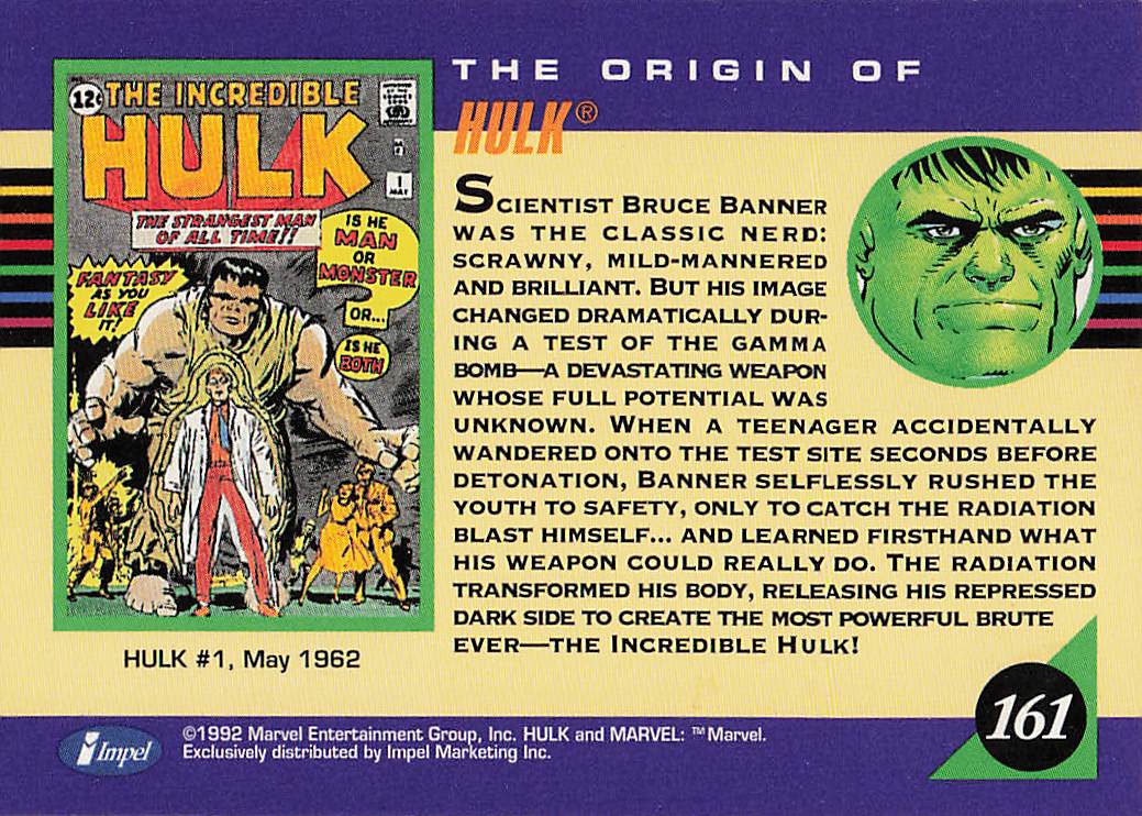 1992 Impel Marvel Universe Non_sport Hulk #161