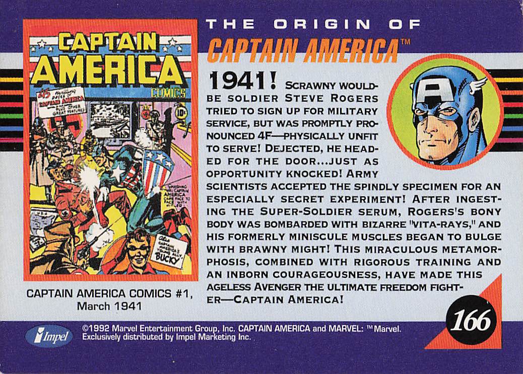 1992 Impel Marvel Universe Non_sport Captain America #166