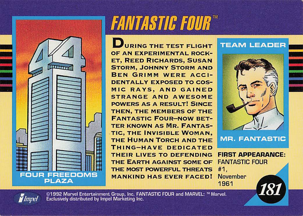 1992 Impel Marvel Universe Non_sport Fantastic Four #181