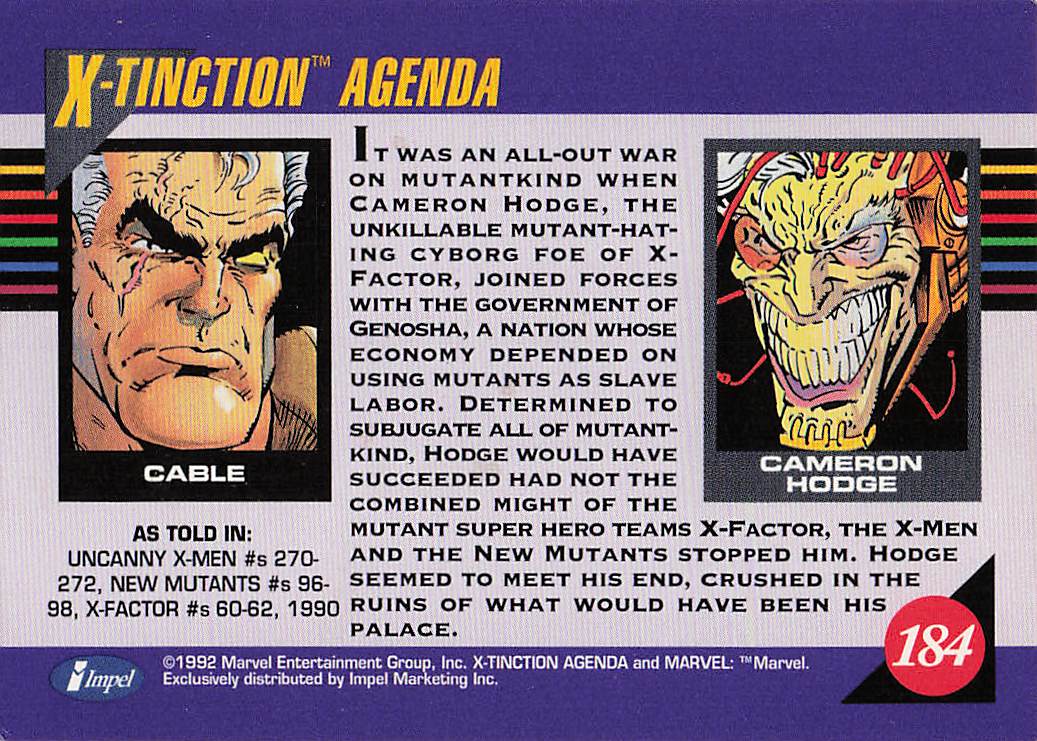 1992 Impel Marvel Universe Non_sport X-tinction Agenda #184