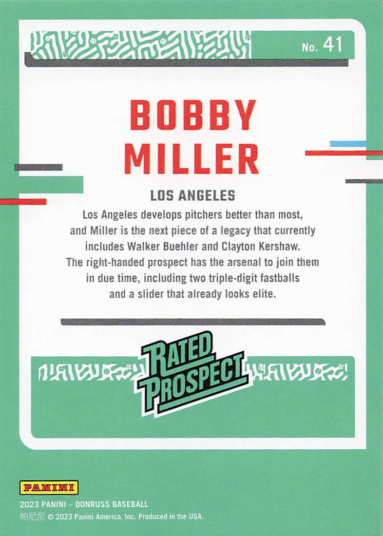 2023 Donruss Baseball Bobby Miller #41
