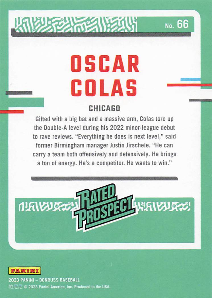 2023 Donruss Baseball Oscar Colas #66