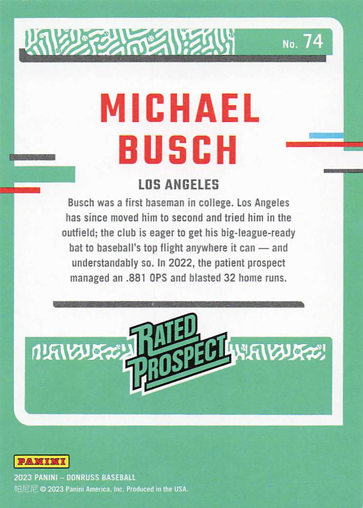 2023 Donruss Baseball Career Stat Line Michael Busch #74