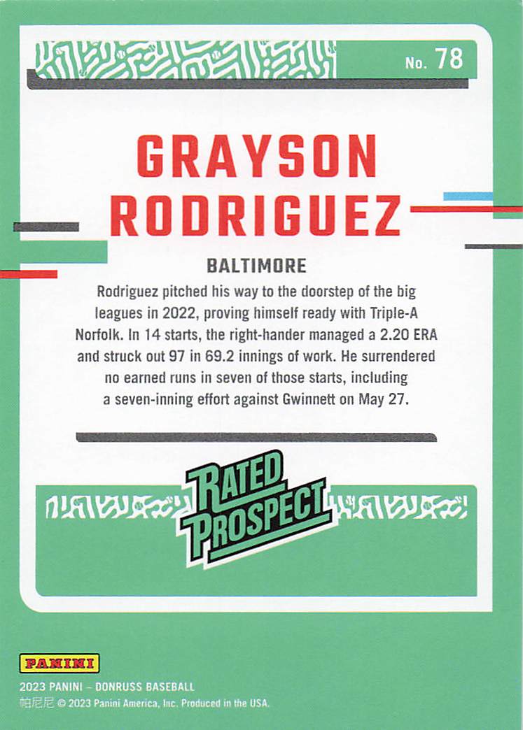 2023 Donruss Baseball Grayson Rodriguez #78