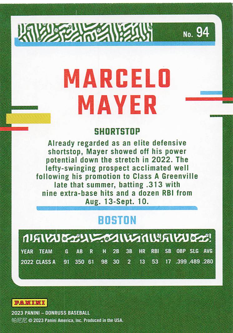 2023 Donruss Baseball Marcelo Mayer #94