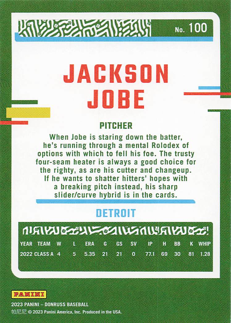 2023 Donruss Baseball Jackson Jobe #100