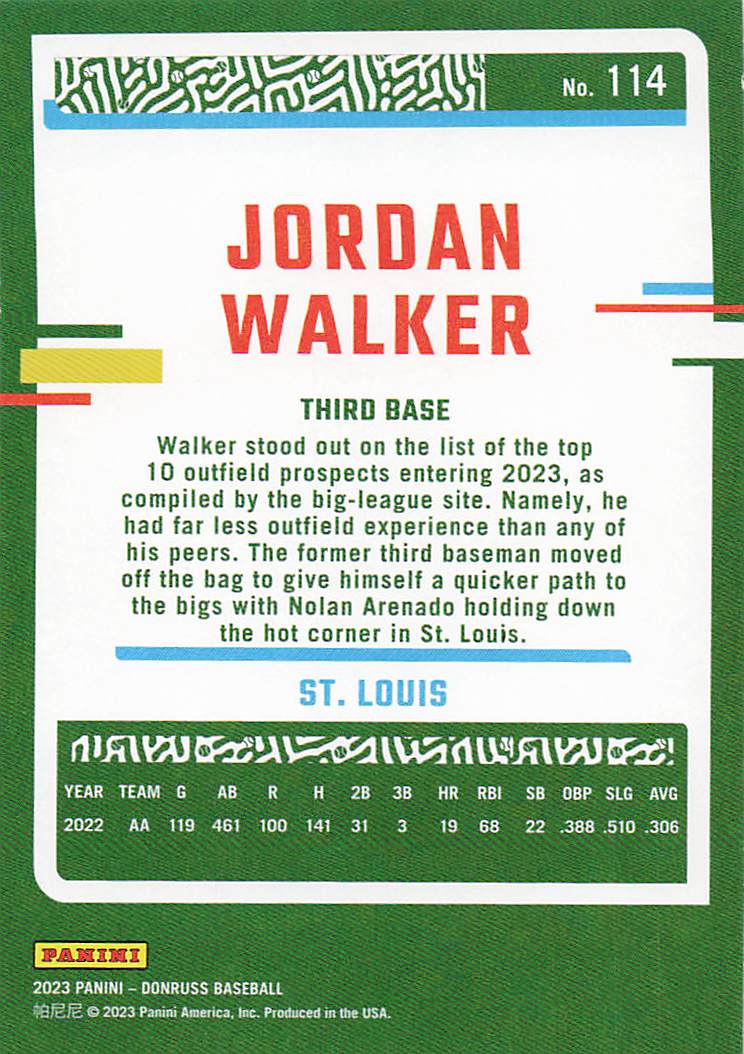 2023 Donruss Baseball Jordan Walker #114