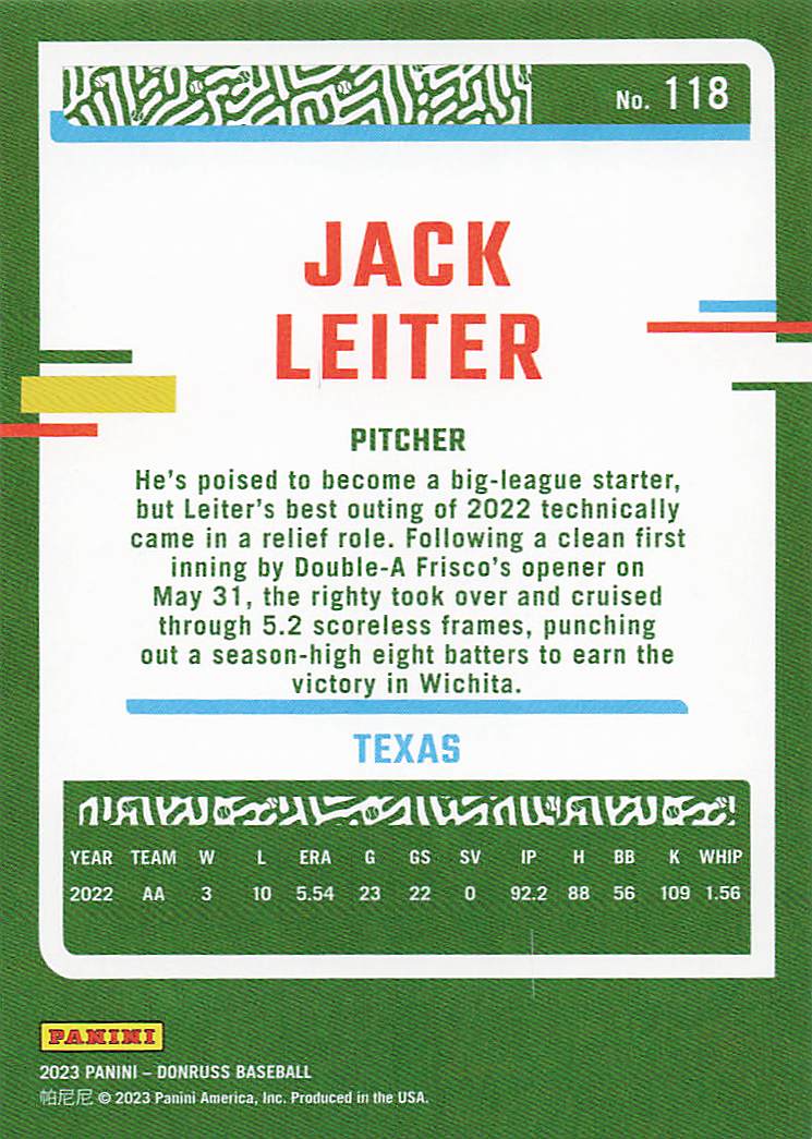 2023 Donruss Baseball Jack Leiter #118