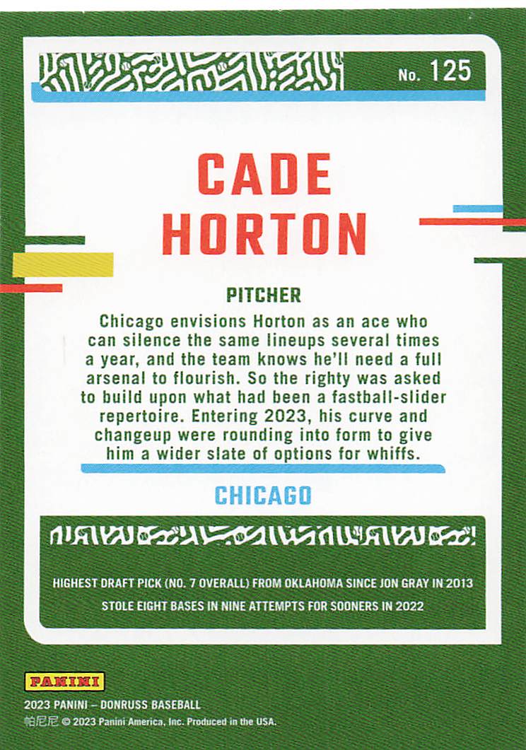 2023 Donruss Baseball Cade Horton #125