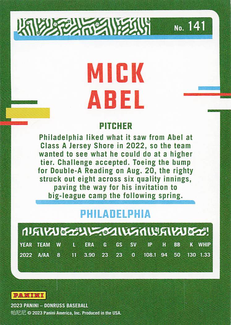 2023 Donruss Baseball Mick Abel #141