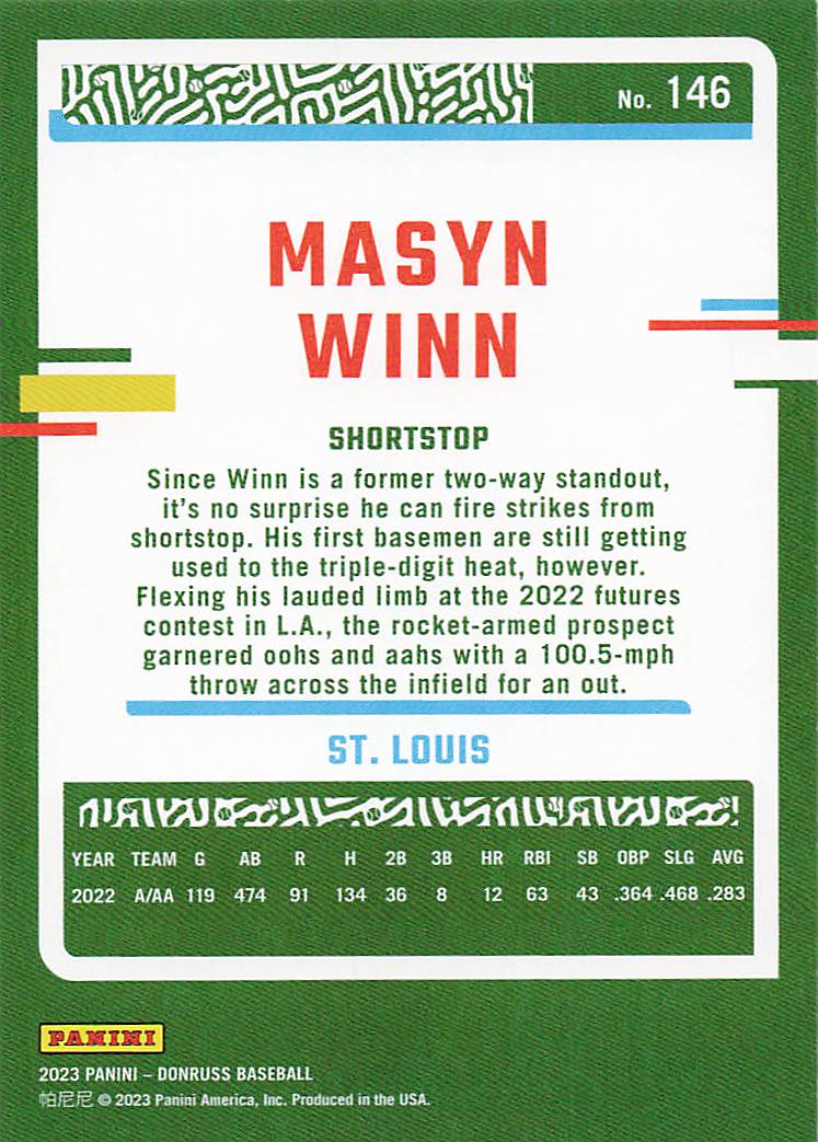 2023 Donruss Baseball On Fire Masyn Winn #146