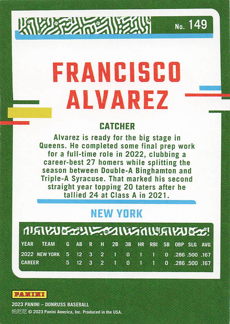 2023 Donruss Baseball Francisco Alvarez #149
