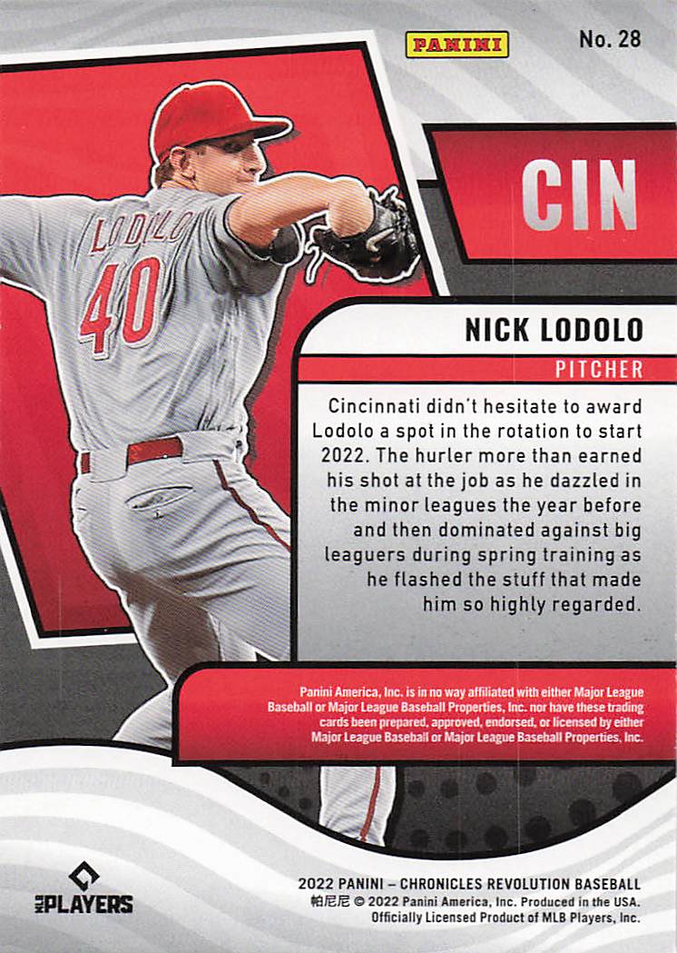 2022 Panini Chronicles Baseball Revolution Nick Lodolo #28