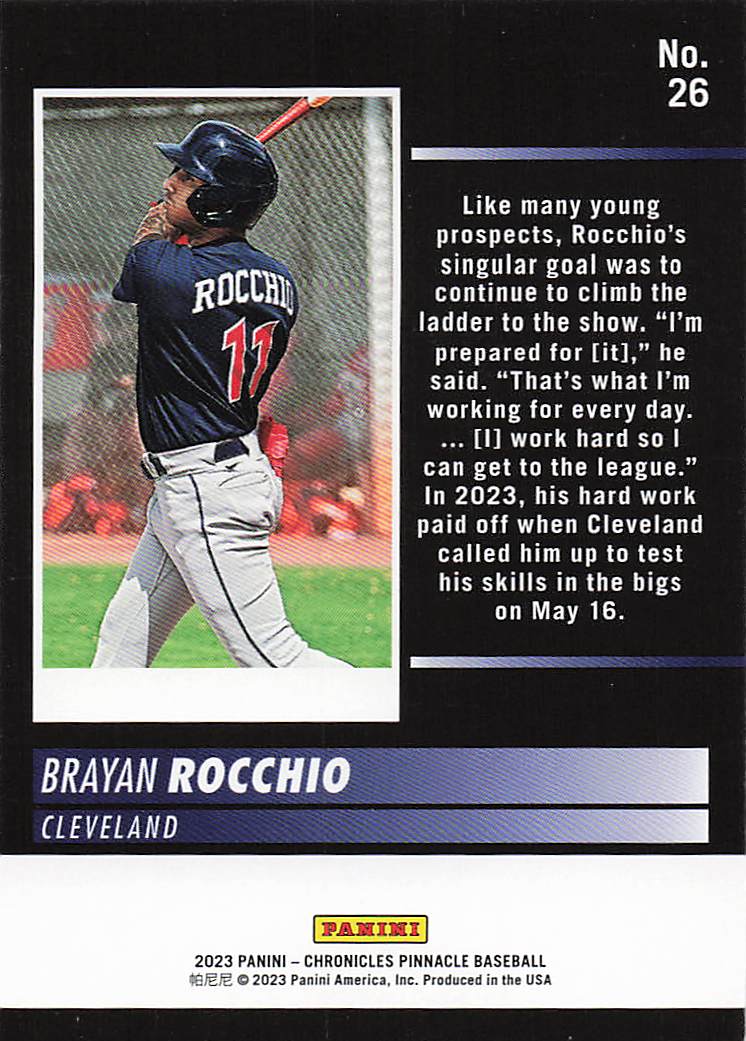 2023 Panini Chronicles Baseball Pinnacle Brayan Rocchio #26