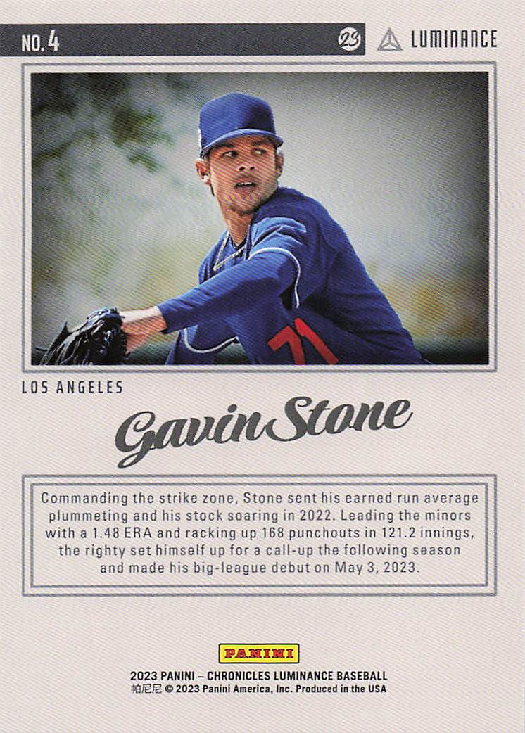 2023 Panini Chronicles Baseball Luminance Gavin Stone #4
