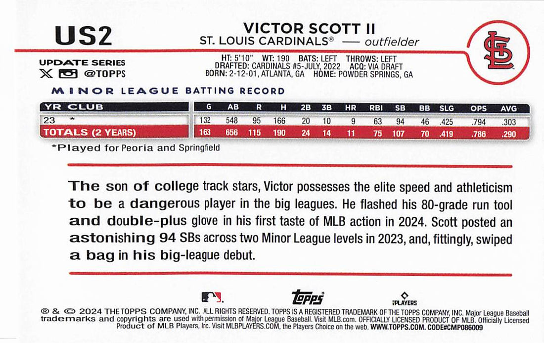 2024 Topps Update Baseball Victor Scott II #US2 Rookie