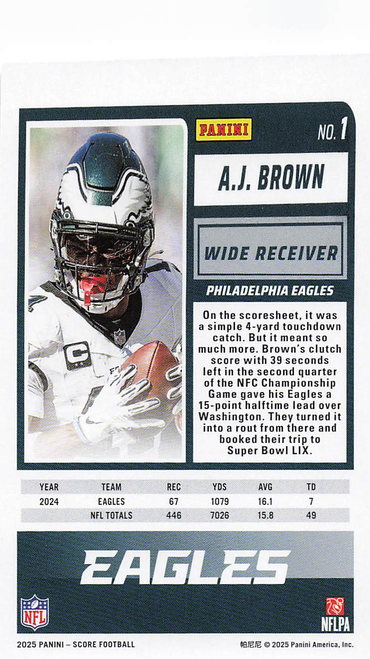 2025 Score Football A.J. Brown #1
