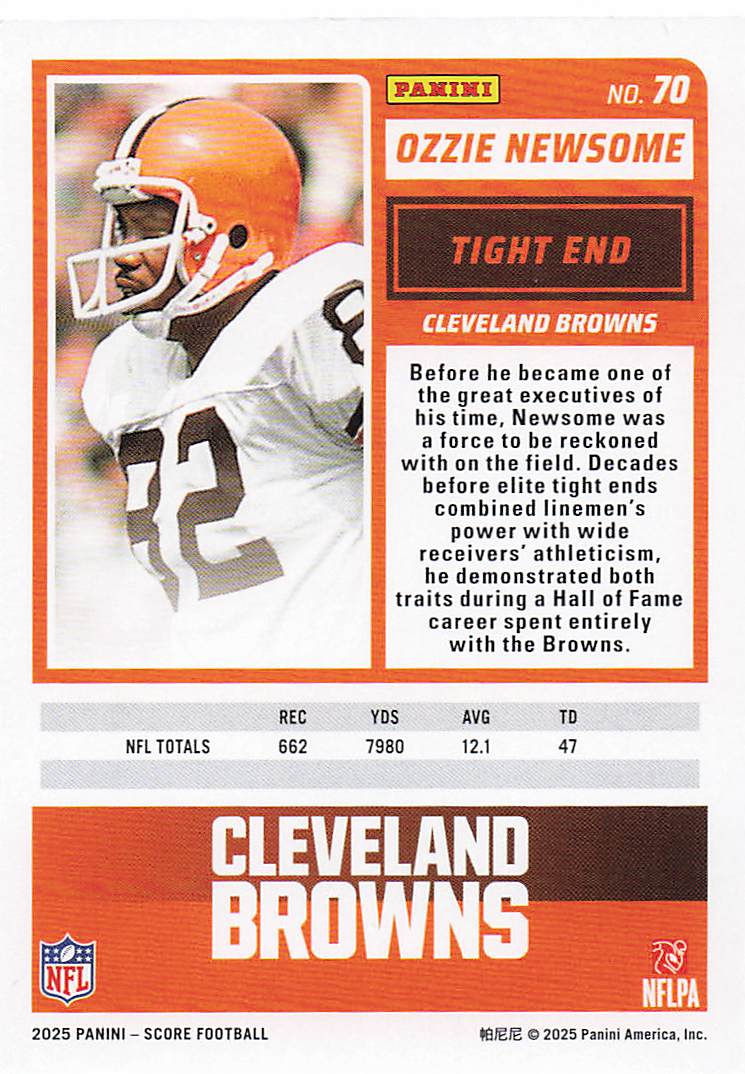 2025 Score Football Ozzie Newsome #70