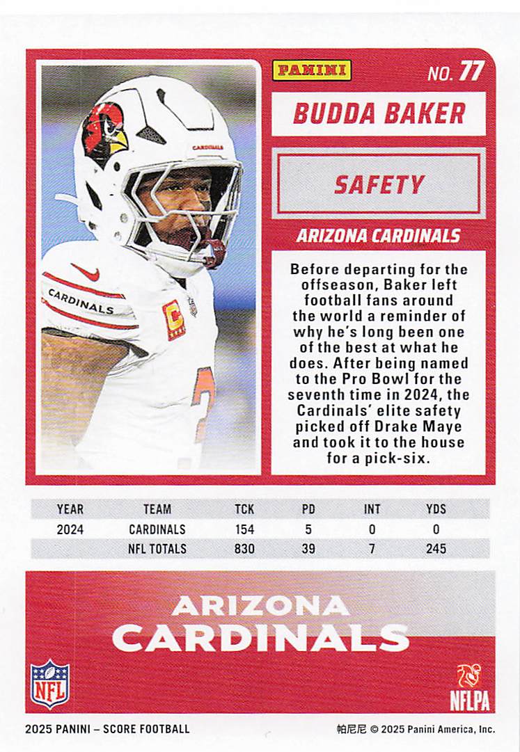 2025 Score Football Budda Baker #77