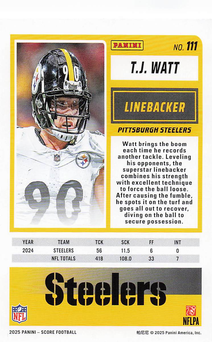 2025 Score Football T.J. Watt #111