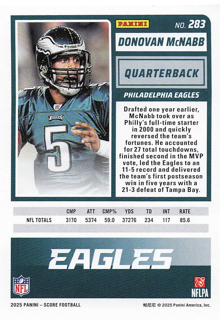 2025 Score Football Donovan McNabb #283