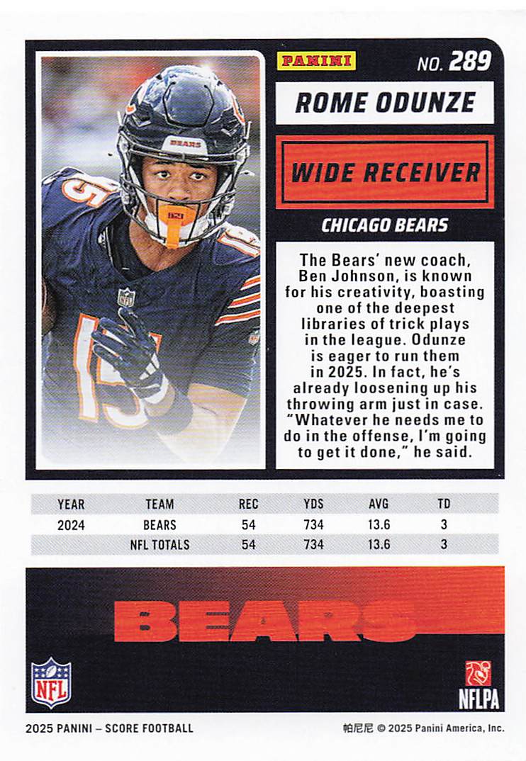 2025 Score Football Rome Odunze #289