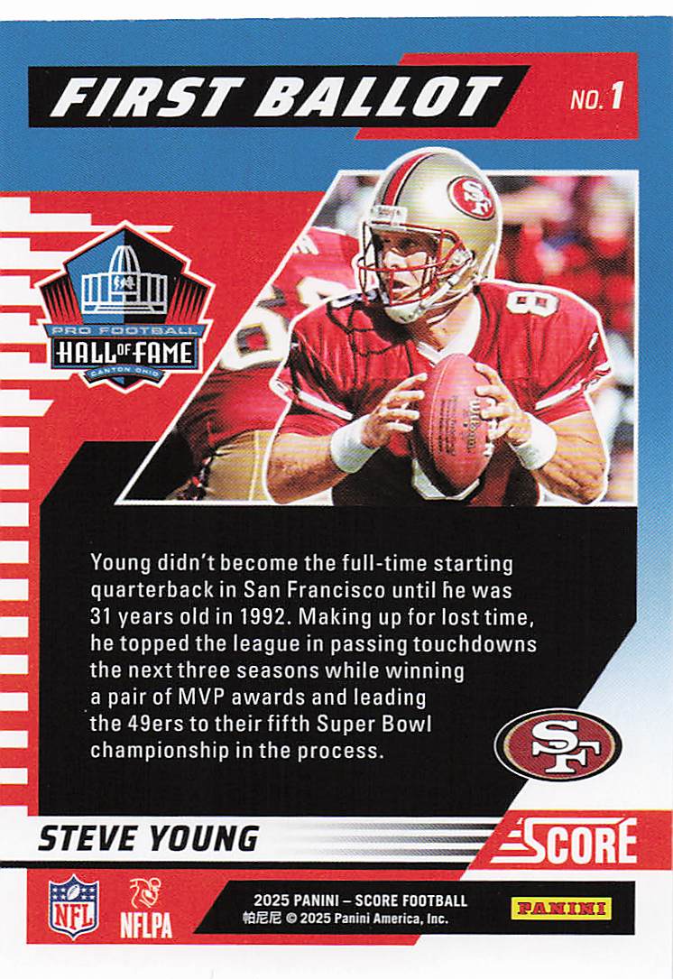 2025 Score Football First Ballot Steve Young #1
