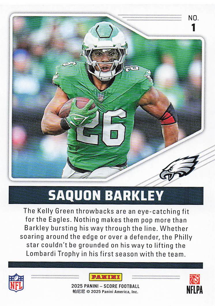 2025 Score Football Throwbacks Saquon Barkley #1
