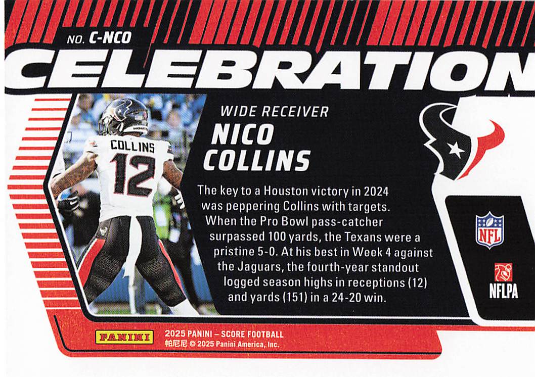 2025 Score Football Celebration Nico Collins #C-NCO