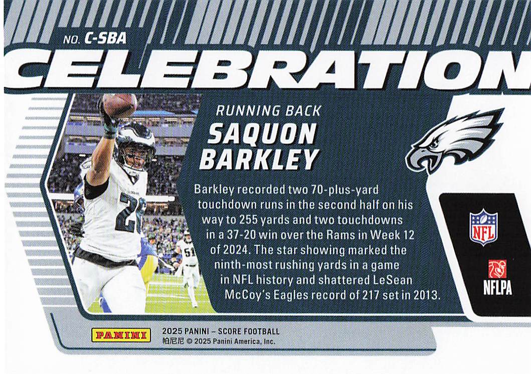 2025 Score Football Celebration Saquon Barkley #C-SBA