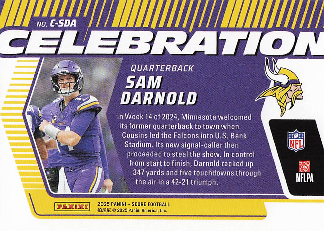 2025 Score Football Celebration Sam Darnold #C-SDA