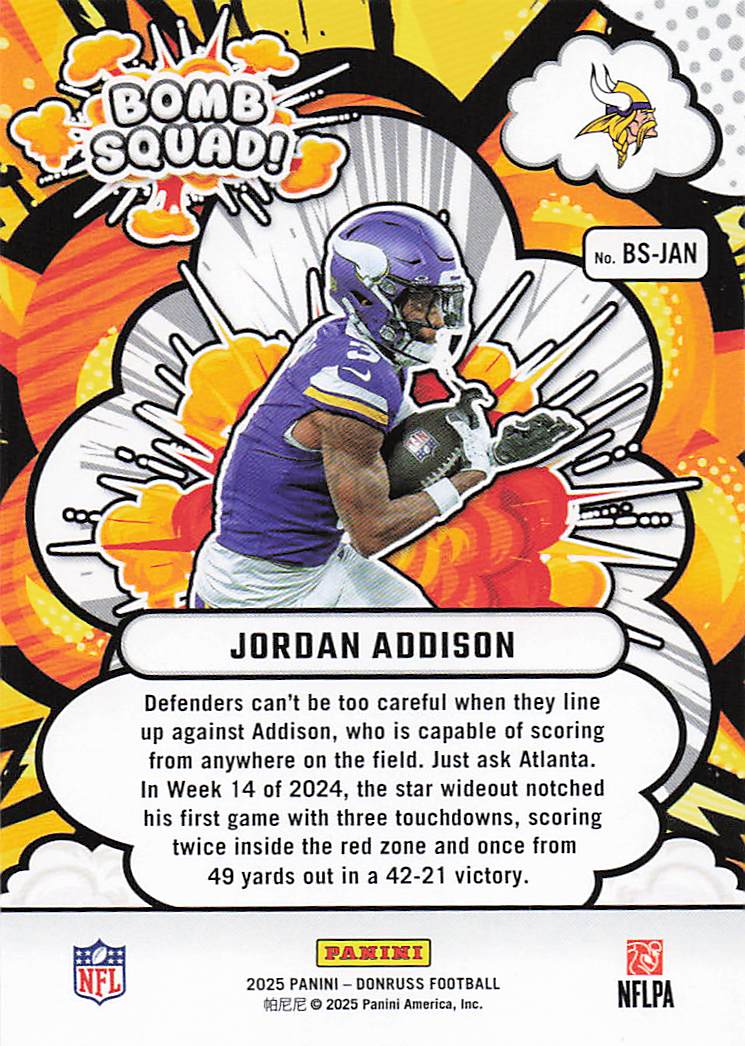 2025 Donruss Football Bomb Squad Holo 088/199 Jordan Addison #BS-JAN
