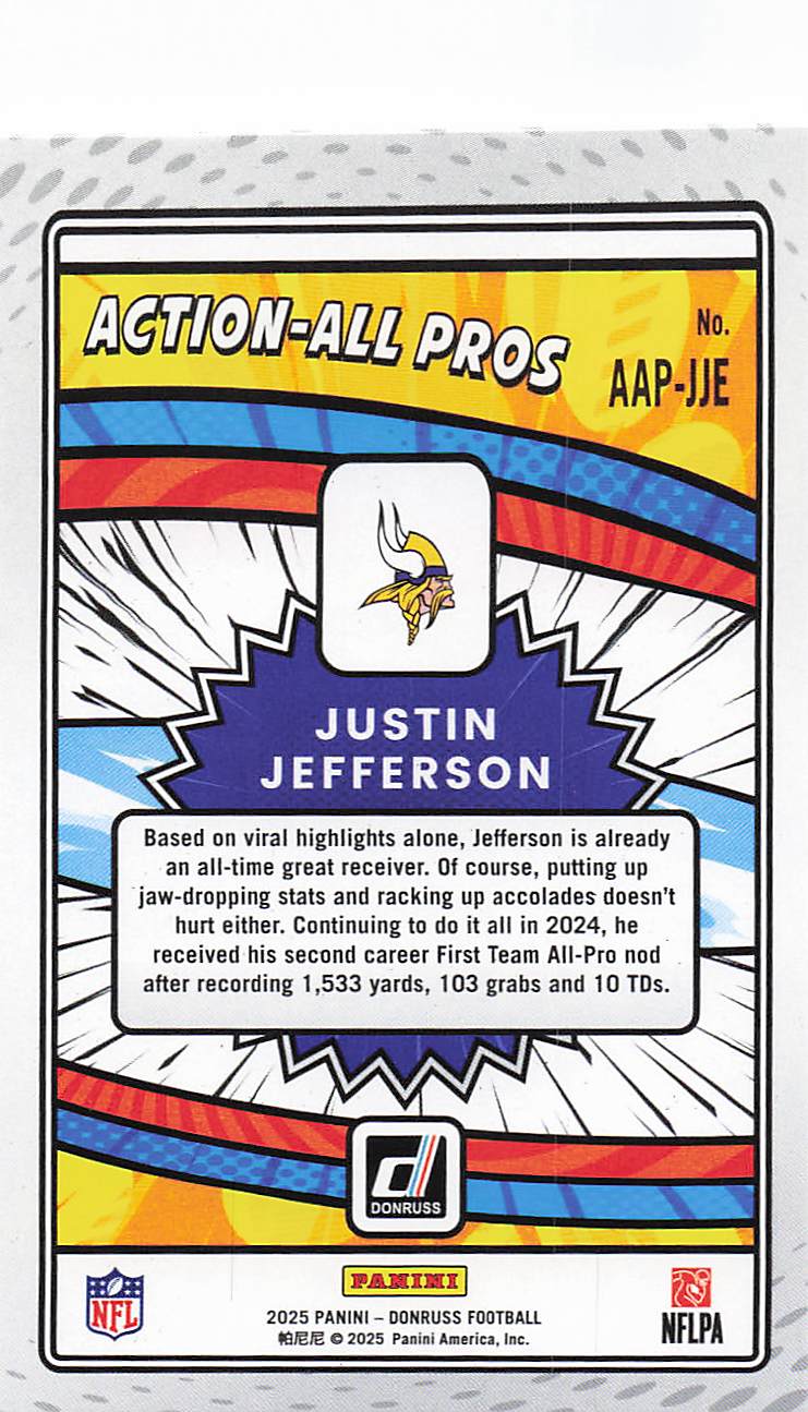 2025 Donruss Football Action-All Pros Justin Jefferson #AAP-JJE