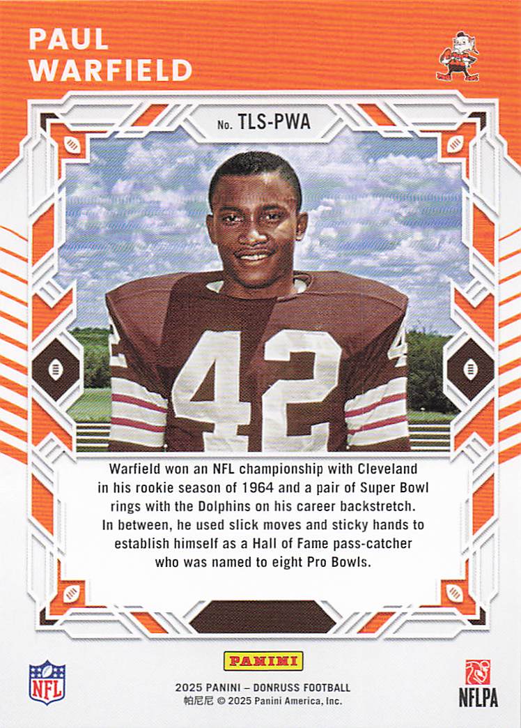 2025 Donruss Football The Legends Series Paul Warfield #TLS-PWA