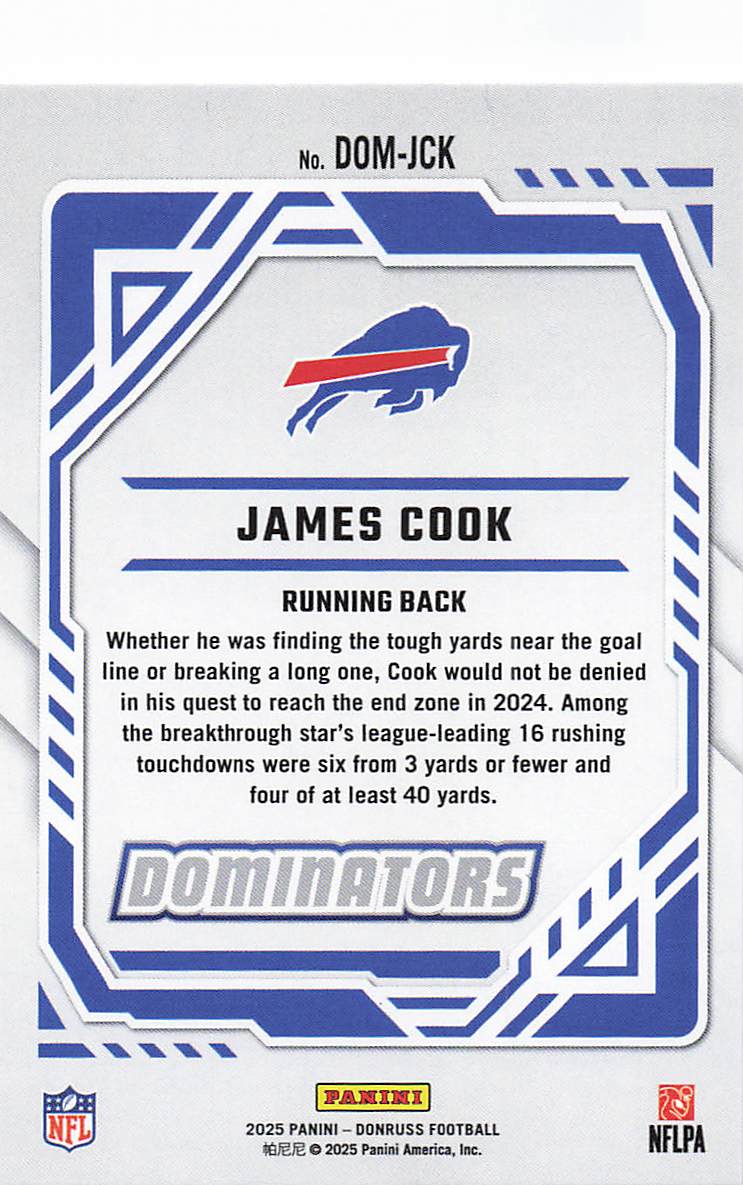 2025 Donruss Football Dominators James Cook #DOM-JCK