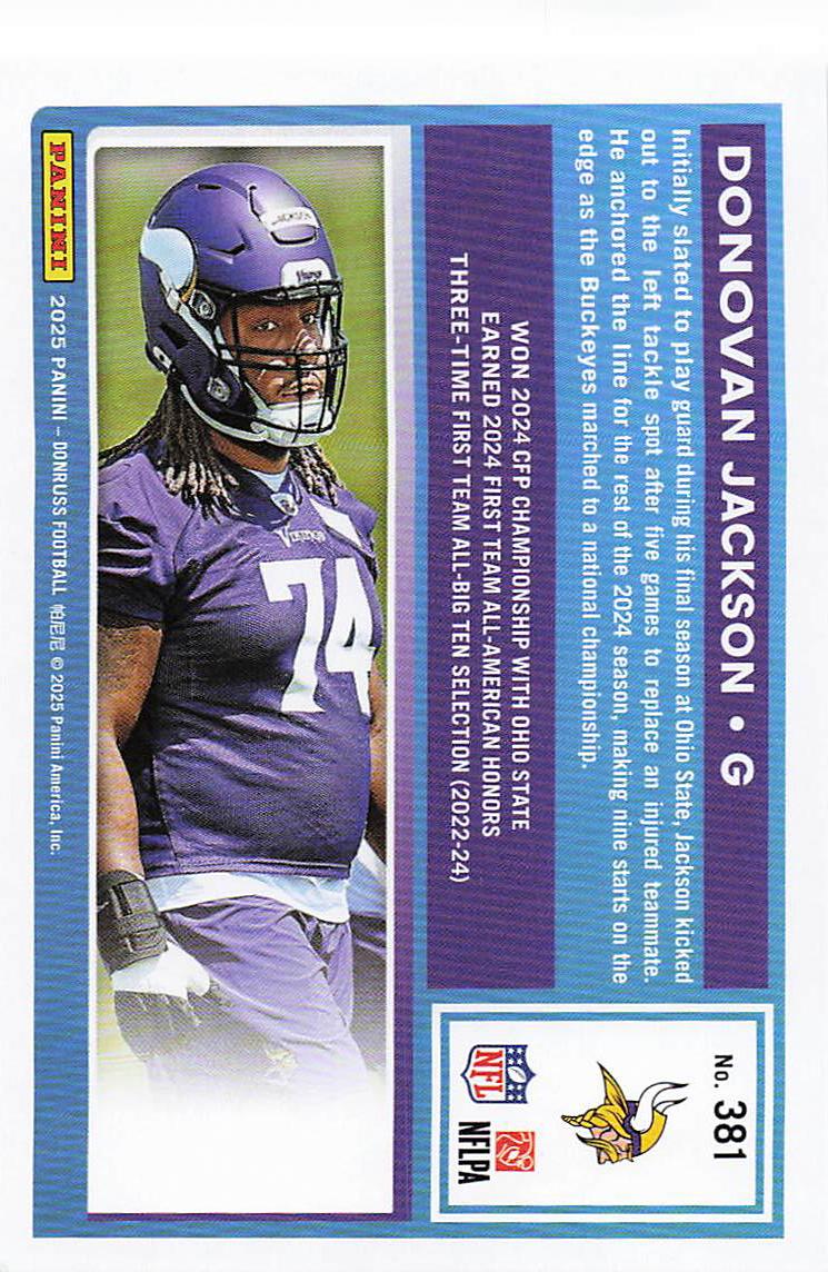 2025 Donruss Football Donovan Jackson #381 Rookie
