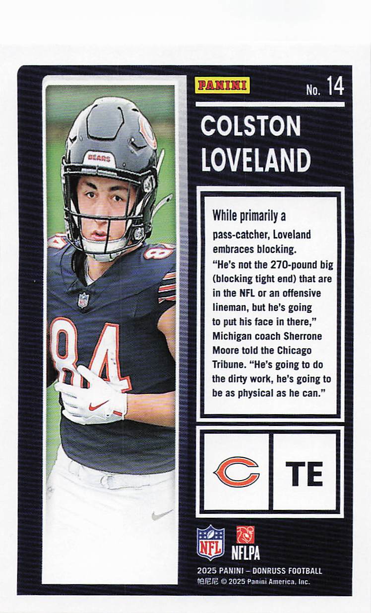 2025 Donruss Football The Rookies Colston Loveland #14