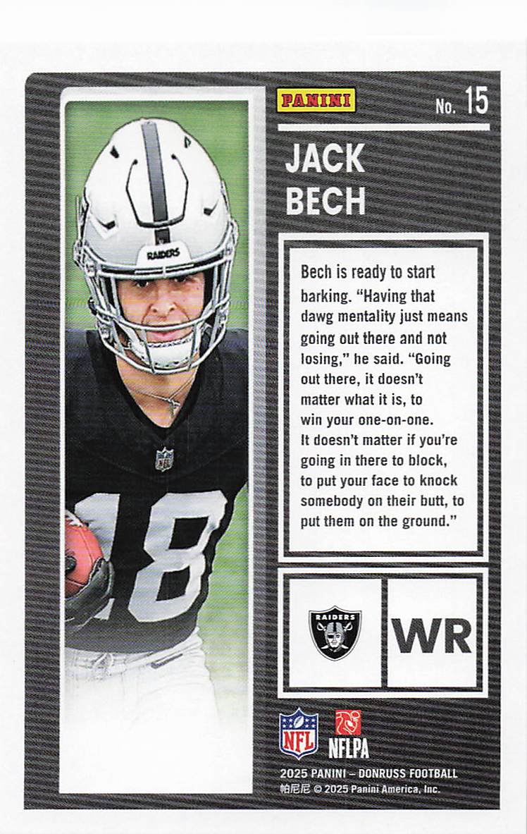 2025 Donruss Football The Rookies Jack Bech #15