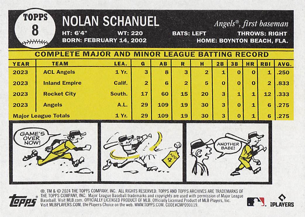 2024 Topps Archives Baseball Nolan Schanuel #8 Rookie