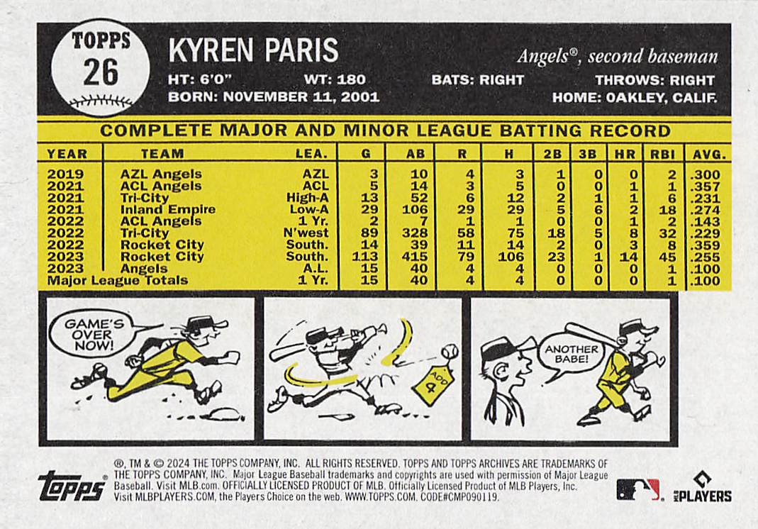 2024 Topps Archives Baseball Kyren Paris #26